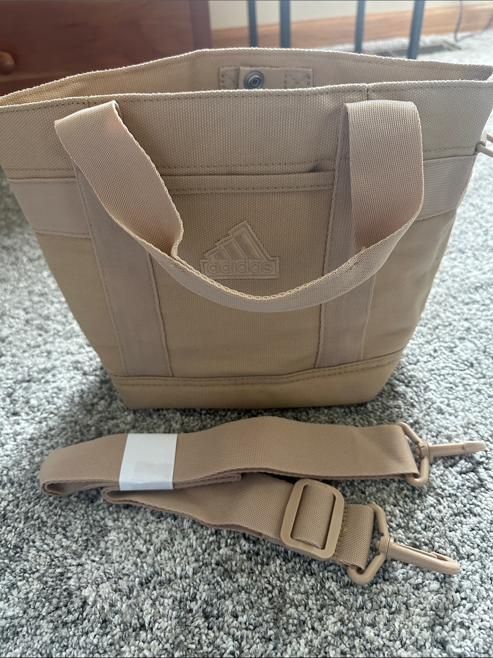 adidas Tan Canvas Tote with Detachable Strap
